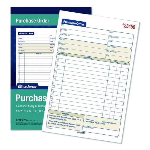 Image of Adams® DC5831 Multipart Purchase Order Pad, Two-Part Carbonless, 5.56 x 7.94, 50 Forms Total