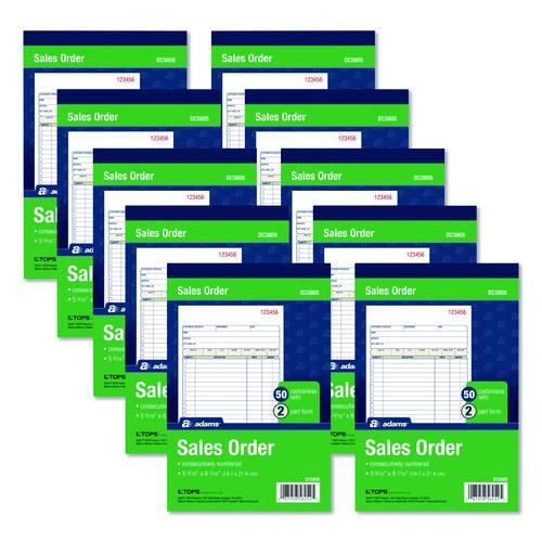 Image of Adams® DC5805-10 Multipart Sales Order Pad, Two-Part Carbonless, 5.56 x 7.94, 50 Forms/Pad, 10 Pads/Box