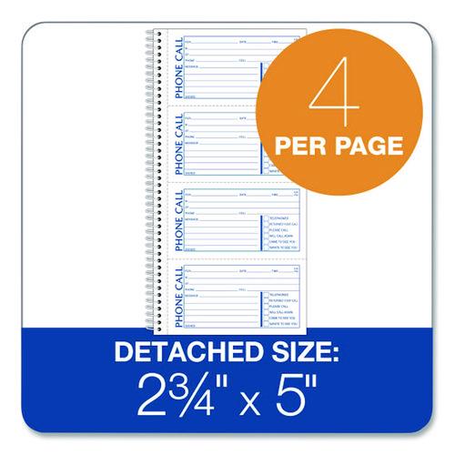 Image of Adams® SC1154R Wirebound Telephone Message Book, Two-Part Carbonless, 4.75 X 2.75, 4 Forms/sheet, 400 Forms Total