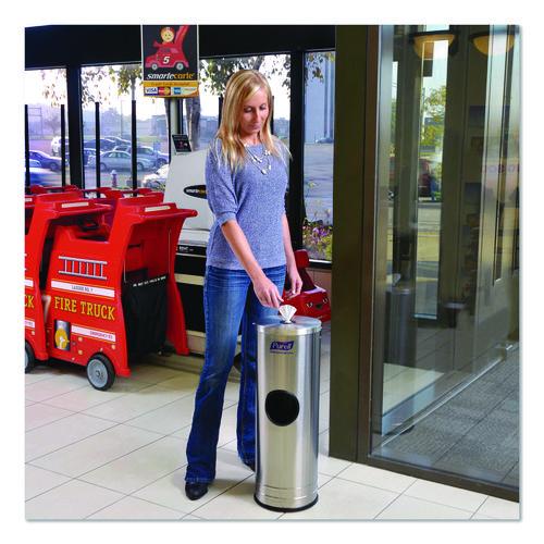 Image of PURELL® 9115-DS1C Dispenser Stand For Sanitizing Wipes, 1,500 Wipe Capacity, 10.25 X 10.25 X 14.5, Stainless Steel