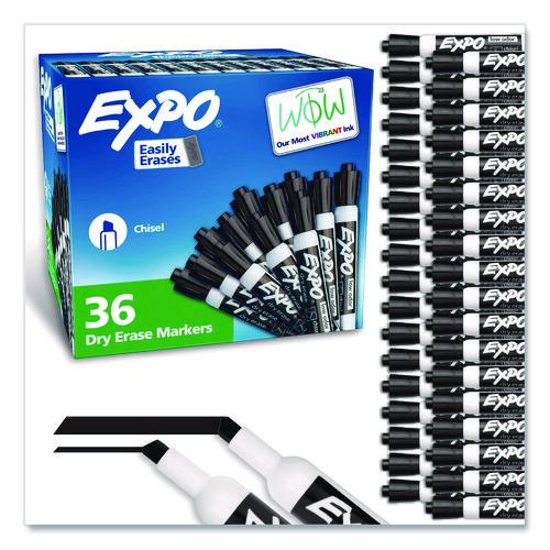 Image of EXPO® 1920940A Low-Odor Dry-Erase Marker Value Pack, Broad Chisel Tip, Black, 36/box