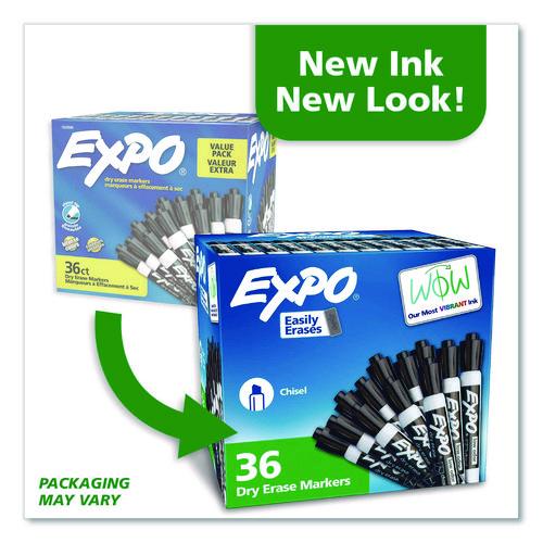 Image of EXPO® 1920940A Low-Odor Dry-Erase Marker Value Pack, Broad Chisel Tip, Black, 36/box