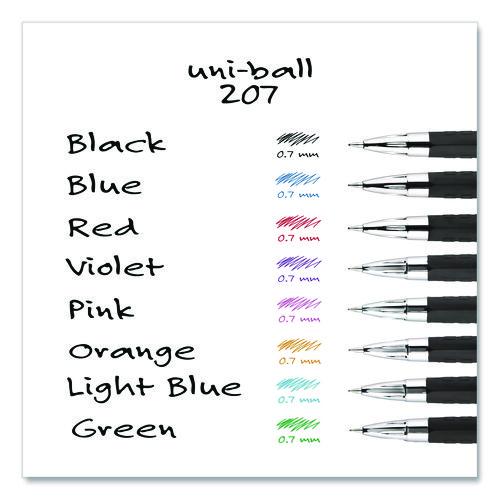 Image of uniball® 40110 Signo 207 Gel Pen, Retractable, Medium 0.7 mm, Assorted Ink and Barrel Colors, 8/Pack