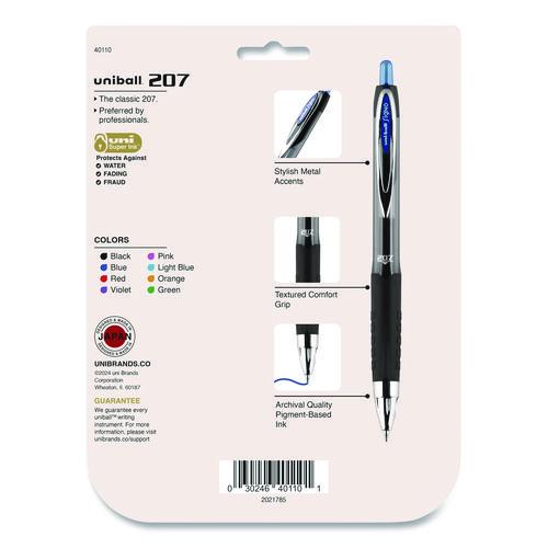 Image of uniball® 40110 Signo 207 Gel Pen, Retractable, Medium 0.7 mm, Assorted Ink and Barrel Colors, 8/Pack