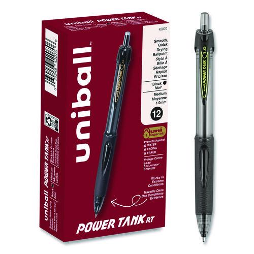 Image of uniball® 42070 Power Tank Rt Ballpoint Pen, Retractable, Bold 1 Mm, Black Ink, Smoke/black Barrel, Dozen