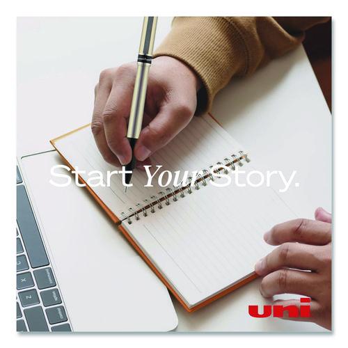 Image of uniball® 60025 Deluxe Rollerball Pen, Stick, Micro 0.5 mm, Black Ink, Metallic Gray/Black Barrel, Dozen