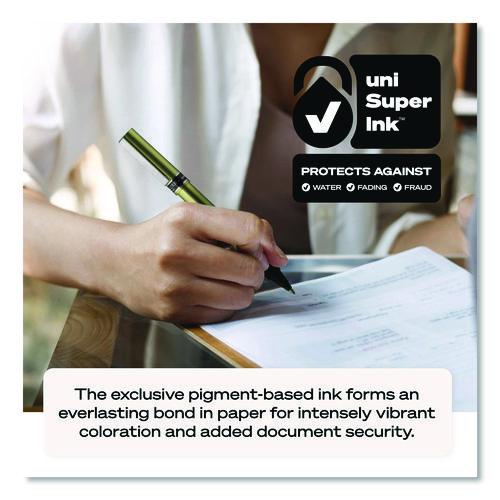 Image of uniball® 60025 Deluxe Rollerball Pen, Stick, Micro 0.5 mm, Black Ink, Metallic Gray/Black Barrel, Dozen