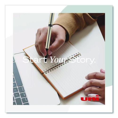 Image of uniball® 60027 Deluxe Rollerball Pen, Stick, Micro 0.5 mm, Blue Ink, Metallic Gray/Black/Blue Barrel, Dozen