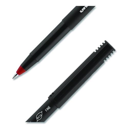 Image of uniball® 60144 ONYX Rollerball Pen, Stick, Fine 0.7 mm, Red Ink, Black/Red Barrel, Dozen