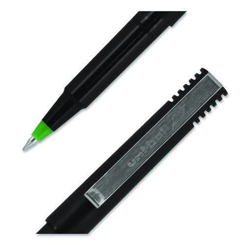 Image of uniball® 60154 Rollerball Pen, Stick, Micro 0.5 mm, Green Ink, Black/Green Barrel, Dozen
