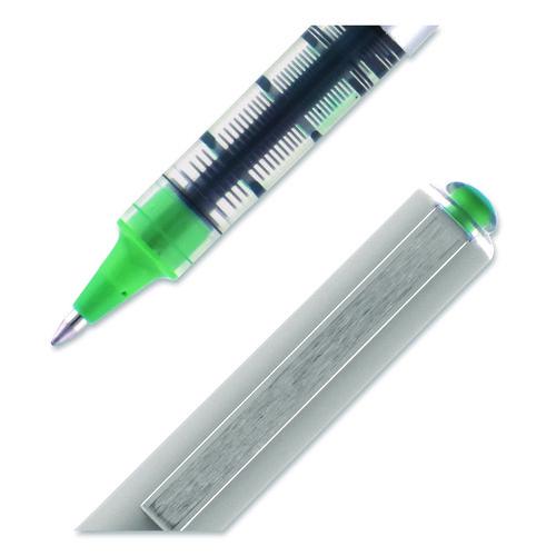 Image of uniball® 60386 VISION Rollerball Pen, Stick, Fine 0.7 mm, Green Ink, Silver/Green/Clear Barrel, Dozen