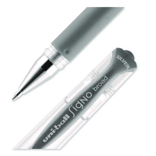 Image of uniball® 60658 Impact Gel Pen, Stick, Medium 1 Mm, Silver Metallic Ink, Silver Barrel