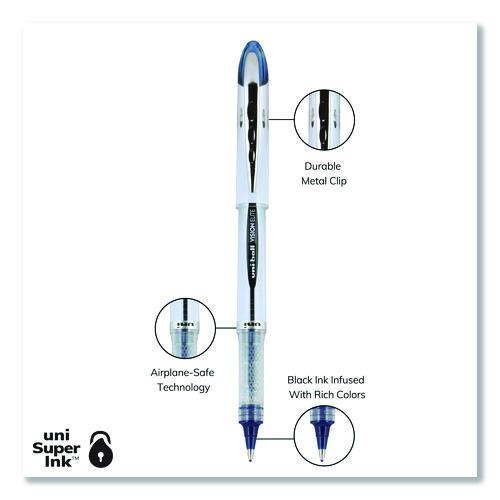 Image of uniball® 61232 VISION ELITE BLX Series Rollerball Pen, Stick, Bold 0.8 mm, Blue-Infused Black Ink, White/Blue/Clear Barrel