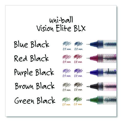 Image of uniball® 61232 VISION ELITE BLX Series Rollerball Pen, Stick, Bold 0.8 mm, Blue-Infused Black Ink, White/Blue/Clear Barrel