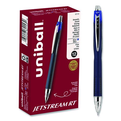 Image of uniball® 62153 Jetstream Hybrid Gel Pen, Retractable, Fine 0.7 mm, Blue Ink, Blue/Silver Barrel