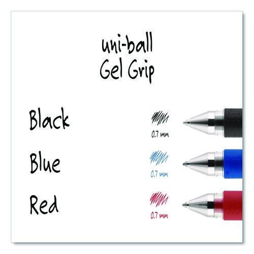 Image of uniball® 65451 Signo GRIP Gel Pen, Stick, Medium 0.7 mm, Blue Ink, Clear/Blue/Silver Barrel, Dozen
