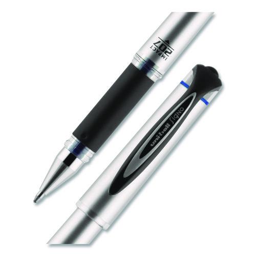 Image of uniball® 65801 207 Impact Gel Pen, Stick, Bold 1 mm, Blue Ink, Silver/Black/Blue Barrel