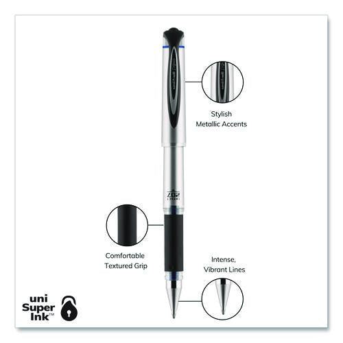 Image of uniball® 65801 207 Impact Gel Pen, Stick, Bold 1 mm, Blue Ink, Silver/Black/Blue Barrel