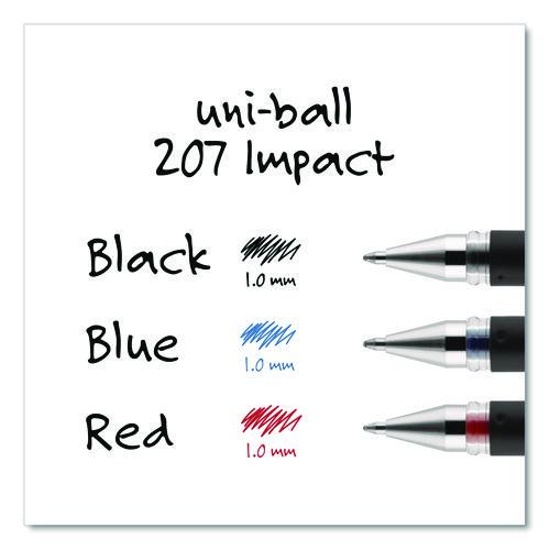 Image of uniball® 65801 207 Impact Gel Pen, Stick, Bold 1 mm, Blue Ink, Silver/Black/Blue Barrel