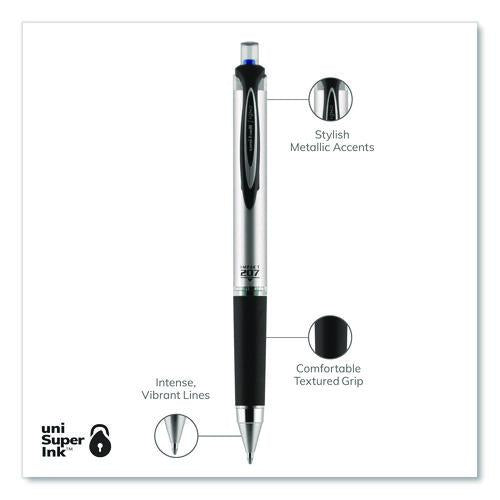 Image of uniball® 65874PP 207 Impact RT Gel Retractable Pen Refills, Bold 1 mm Conical Tip, Blue Ink, 2/Pack