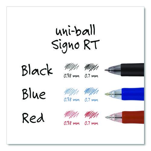 Image of uniball® 65942 Signo Gel Pen, Retractable, Medium 0.7 mm, Red Ink, Silver/Red Barrel, Dozen