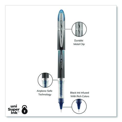 Image of uniball® 69020 VISION ELITE BLX Series Rollerball Pen, Stick, Micro 0.5 mm, Blue-Infused Black Ink, Gray/Blue/Clear Barrel