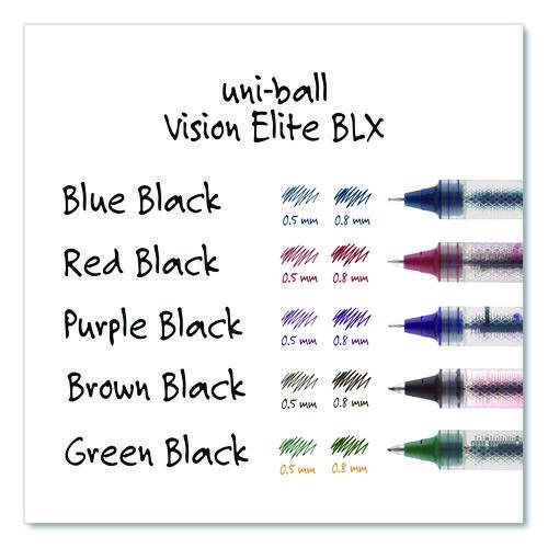Image of uniball® 69020 VISION ELITE BLX Series Rollerball Pen, Stick, Micro 0.5 mm, Blue-Infused Black Ink, Gray/Blue/Clear Barrel