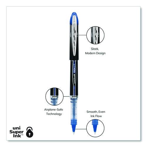 Image of uniball® 69021 VISION ELITE Rollerball Pen, Stick, Micro 0.5 mm, Blue Ink, Black/Blue/Clear Barrel