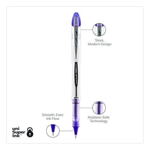 Image of uniball® 69025 VISION ELITE Rollerball Pen, Stick, Bold 0.8 mm, Violet Ink, White/Violet/Clear Barrel
