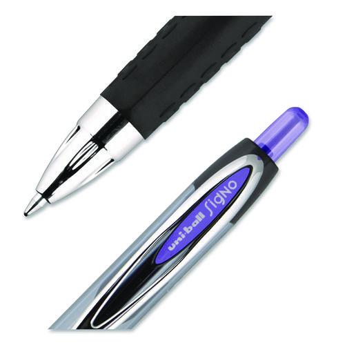 Image of uniball® 70221 Signo 207 Gel Pen, Retractable, Medium 0.7 mm, Violet Ink, Smoke/Black/Violet Barrel, Dozen