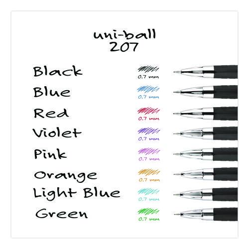 Image of uniball® 70221 Signo 207 Gel Pen, Retractable, Medium 0.7 mm, Violet Ink, Smoke/Black/Violet Barrel, Dozen