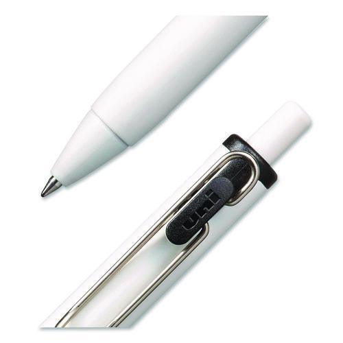 Image of uniball® 70362 uniONE Gel Pen, Retractable, Medium 0.7 mm, Black Ink, White/Black Barrel, Dozen