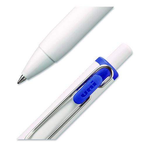 Image of uniball® 70363 uniONE Gel Pen, Retractable, Medium 0.7 mm, Blue Ink, White/Blue Barrel, Dozen