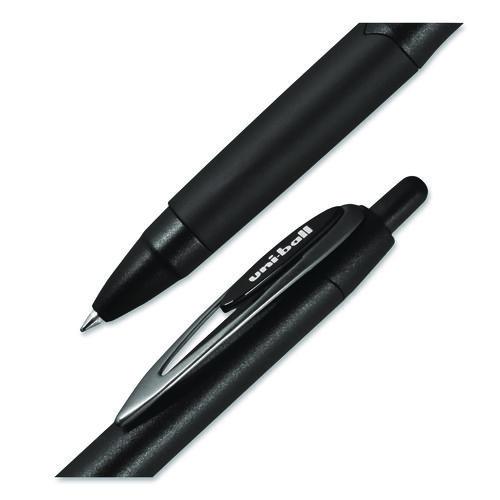 Image of uniball® 70462 207 Plus+ Gel Pen, Retractable, Medium 0.7 mm, Black Ink, Black Barrel, Dozen