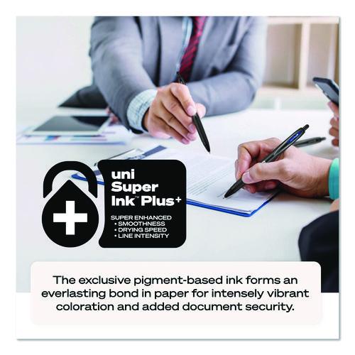 Image of uniball® 70462 207 Plus+ Gel Pen, Retractable, Medium 0.7 mm, Black Ink, Black Barrel, Dozen