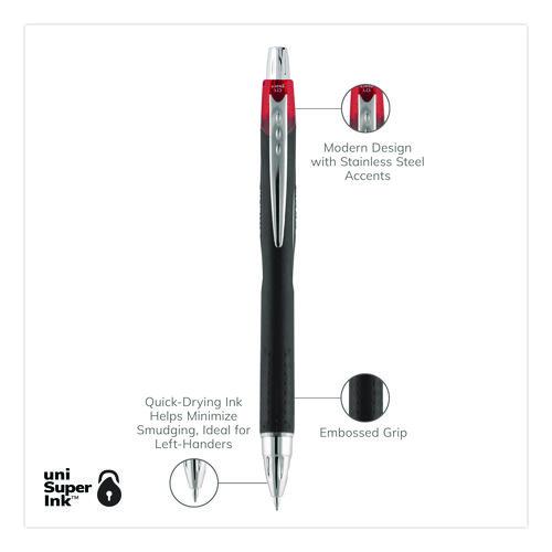 Image of uniball® 73834 Jetstream Hybrid Gel Pen, Retractable, Bold 1 mm, Red Ink, Black/Silver/Red Barrel