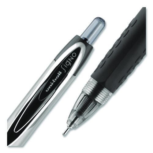 Image of uniball® 1736097 Signo 207 Needle Point Gel Pen, Retractable, Medium 0.7 mm, Black Ink, Clear/Black Barrel, Dozen