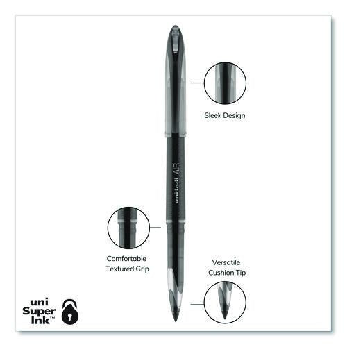 Image of uniball® 1927631 AIR Porous Rollerball Pen, Stick, Medium 0.7 mm, Black Ink, Black Barrel, Dozen