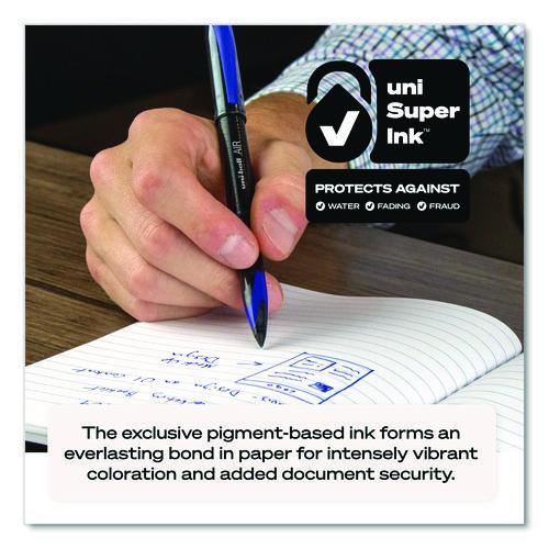 Image of uniball® 1927631 AIR Porous Rollerball Pen, Stick, Medium 0.7 mm, Black Ink, Black Barrel, Dozen