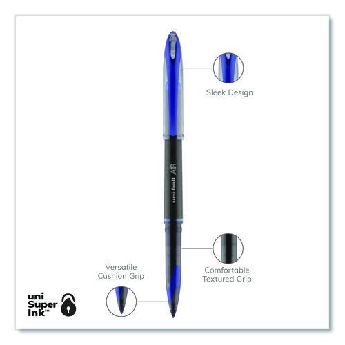 Image of uniball® 1927701 AIR Porous Rollerball Pen, Stick, Medium 0.7 mm, Blue Ink, Black/Blue Barrel, Dozen