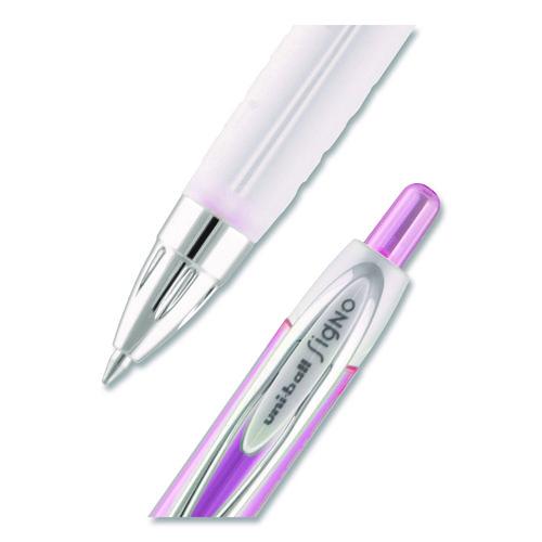 Image of uniball® 2003896 207 Breast Cancer Awareness Gel Pen Office Pack, Retractable, Medium 0.7mm, Black Ink, Translucent Pink/White Barrel, 36/Pack