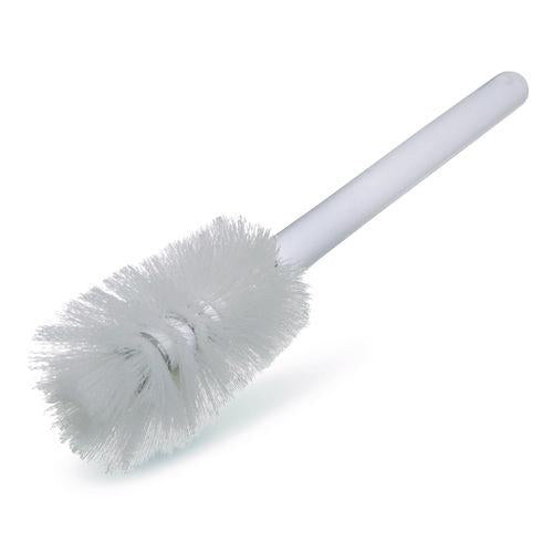 Image of Carlisle 4046600 Sparta Handle Bottle Brush for Pint Bottles, White Polyester Bristles, 4.5" Brush, 7.5" White Plastic Handle