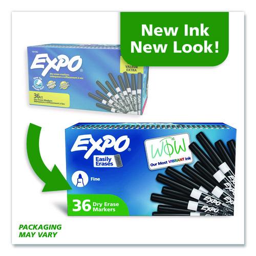 Image of EXPO® 1921062A Low-Odor Dry-Erase Marker Value Pack, Fine Bullet Tip, Black, 36/box