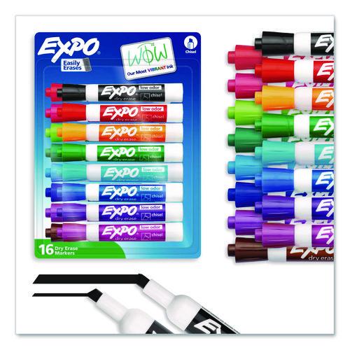 Image of EXPO® 1927526A Low Odor Dry Erase Vibrant Color Markers, Broad Chisel Tip, Assorted Colors, 16/set