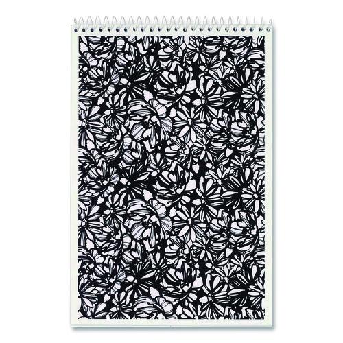 Image of TOPS 80230 Fashion Steno Pad, Assorted Abstract Floral Headband Designs, Gregg Rule, (80) White 6 x 9 Sheets, 6/Pack