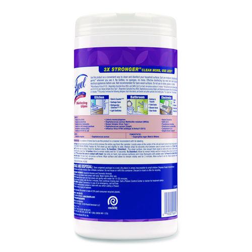 Image of LYSOL® Brand 19200-56264 Disinfecting Wipes, 1-Ply, 7 x 7.25, Lavender and Cotton Blossom, White, 80 Wipes/Canister, 6 Canisters/Carton