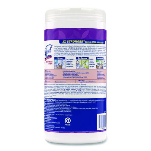 Image of LYSOL® Brand 19200-56264 Disinfecting Wipes, 1-Ply, 7 x 7.25, Lavender and Cotton Blossom, White, 80 Wipes/Canister