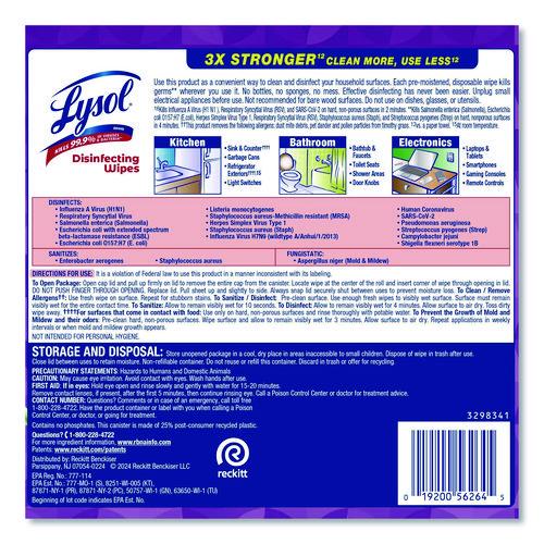 Image of LYSOL® Brand 19200-56264 Disinfecting Wipes, 1-Ply, 7 x 7.25, Lavender and Cotton Blossom, White, 80 Wipes/Canister