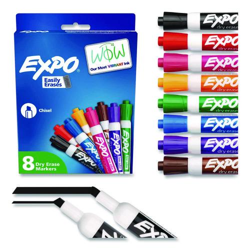 Image of EXPO® 80078A Low-Odor Dry-Erase Marker, Broad Chisel Tip, Assorted Colors, 8/set