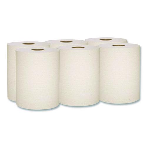 Image of Scott® 56758 Essential 100% Recycled Fiber Hard Roll Towel, 1-Ply, 8" x 800 ft, 1.5" Core, Brown, 6 Rolls/Carton